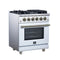 Massimo 30-Inch Freestanding Gas Range, 5 Burners, True Convection Oven