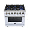 Massimo 36-Inch Freestanding Gas Range, 6 Sealed Burners, Convection Oven, Energy Efficient