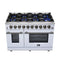 Massimo 48-Inch Freestanding Gas Range, 8 Burners, True Convection Oven