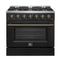 Galiano 36-inch Freestanding Gas Range in with Antique Brass Design, 6 Burners, 83,000 BTU, 5.36 cu.ft. Convection Oven