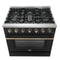 Galiano 36-inch Freestanding Gas Range in with Antique Brass Design, 6 Burners, 83,000 BTU, 5.36 cu.ft. Convection Oven