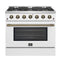 Galiano 36-inch Freestanding Gas Range in with Antique Brass Design, 6 Burners, 83,000 BTU, 5.36 cu.ft. Convection Oven