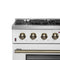 Galiano 36-inch Freestanding Gas Range in with Antique Brass Design, 6 Burners, 83,000 BTU, 5.36 cu.ft. Convection Oven