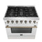 Galiano 36-inch Freestanding Gas Range in with Antique Brass Design, 6 Burners, 83,000 BTU, 5.36 cu.ft. Convection Oven
