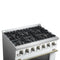Galiano 36-inch Freestanding Gas Range in with Antique Brass Design, 6 Burners, 83,000 BTU, 5.36 cu.ft. Convection Oven