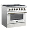 Galiano 36-inch Freestanding Gas Range in with Antique Brass Design, 6 Burners, 83,000 BTU, 5.36 cu.ft. Convection Oven