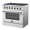 Galiano 36-inch Freestanding Gas Range in with Antique Brass Design, 6 Burners, 83,000 BTU, 5.36 cu.ft. Convection Oven