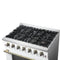 Galiano 36-inch Freestanding Gas Range in with Antique Brass Design, 6 Burners, 83,000 BTU, 5.36 cu.ft. Convection Oven