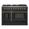 Galiano 48-inch Gas Range & Antique Brass Design, 8 Burners, 107,000 BTU, Griddle, 6.58 cu.ft. Double Ovens