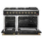 Galiano 48-inch Gas Range & Antique Brass Design, 8 Burners, 107,000 BTU, Griddle, 6.58 cu.ft. Double Ovens