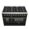 Galiano 48-inch Gas Range & Antique Brass Design, 8 Burners, 107,000 BTU, Griddle, 6.58 cu.ft. Double Ovens