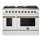 Galiano 48-inch Gas Range & Antique Brass Design, 8 Burners, 107,000 BTU, Griddle, 6.58 cu.ft. Double Ovens