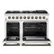 Galiano 48-inch Gas Range & Antique Brass Design, 8 Burners, 107,000 BTU, Griddle, 6.58 cu.ft. Double Ovens