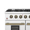 Galiano 48-inch Gas Range & Antique Brass Design, 8 Burners, 107,000 BTU, Griddle, 6.58 cu.ft. Double Ovens