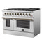 Galiano 48-inch Gas Range & Antique Brass Design, 8 Burners, 107,000 BTU, Griddle, 6.58 cu.ft. Double Ovens