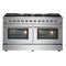 Galiano 60-Inch Freestanding Gas Range, 10 Burners, Double Ovens, Griddle, Energy Efficient