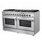 Galiano 60-Inch Freestanding Gas Range, 10 Burners, Double Ovens, Griddle, Energy Efficient