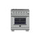Capriasca 30-Inch Freestanding Gas Range, 4 Burners, True Convection Oven