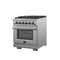 Capriasca 30-Inch Freestanding Gas Range, 4 Burners, True Convection Oven