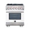 Capriasca 30-Inch Freestanding Gas Range, 4 Burners, True Convection Oven, Door