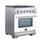 Capriasca 30-Inch Freestanding Gas Range, 4 Burners, True Convection Oven, Door