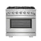 Capriasca 36-Inch Gas Range, , 6 Brass Burners, 120,000 BTU, Convection Oven, Energy Efficient