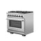 Capriasca 36-Inch Gas Range, , 6 Brass Burners, 120,000 BTU, Convection Oven, Energy Efficient