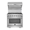Capriasca 36-Inch Gas Range, , 6 Brass Burners, 120,000 BTU, Convection Oven, Energy Efficient