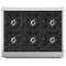 Capriasca 36-Inch Gas Range, , 6 Brass Burners, 120,000 BTU, Convection Oven, Energy Efficient