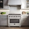 Capriasca 36-Inch Gas Range, , 6 Brass Burners, 120,000 BTU, Convection Oven, Energy Efficient