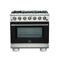 Capriasca 36-Inch Gas Range, , 6 Brass Burners, 120,000 BTU, Convection Oven, Energy Efficient, door