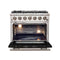 Capriasca 36-Inch Gas Range, , 6 Brass Burners, 120,000 BTU, Convection Oven, Energy Efficient, door