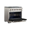 Capriasca 36-Inch Gas Range, , 6 Brass Burners, 120,000 BTU, Convection Oven, Energy Efficient, door