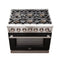 Capriasca 36-Inch Gas Range, , 6 Brass Burners, 120,000 BTU, Convection Oven, Energy Efficient, door