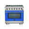 Capriasca 36-Inch Gas Range, , 6 Brass Burners, 120,000 BTU, Convection Oven, Energy Efficient, Door