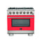 Capriasca 36-Inch Gas Range, , 6 Brass Burners, 120,000 BTU, Convection Oven, Energy Efficient, Door