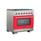 Capriasca 36-Inch Gas Range, , 6 Brass Burners, 120,000 BTU, Convection Oven, Energy Efficient, Door