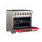 Capriasca 36-Inch Gas Range, , 6 Brass Burners, 120,000 BTU, Convection Oven, Energy Efficient, Door