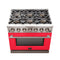 Capriasca 36-Inch Gas Range, , 6 Brass Burners, 120,000 BTU, Convection Oven, Energy Efficient, Door