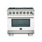 Capriasca 36-Inch Gas Range, , 6 Brass Burners, 120,000 BTU, Convection Oven, Energy Efficient, Door