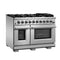 Capriasca 48-inch Gas Range , 8 Brass Burners 160,000 BTU, 6.58 cu.ft. Double Oven