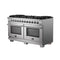 Capriasca 60-Inch Freestanding Gas Range, 10 Burners, True Convection Oven
