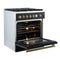 Giovanni 30-inch Gas Range & Antique Brass Design, 5 Burners 67,000 BTU, 4.32 cu.ft. Convection Oven