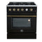Marco 30-inch Gas Range & Antique Brass Design, 4 Burners 37,000 BTU, 4.32 cu.ft. Convection Oven