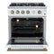 Marco 30-inch Gas Range & Antique Brass Design, 4 Burners 37,000 BTU, 4.32 cu.ft. Convection Oven