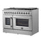 Galiano 48-Inch French Door Dual Fuel Range All , 8 Sealed Burners, 107,000 BTU, Griddle, 6.58 cu.ft. Double Ovens