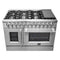 Galiano 48-Inch French Door Dual Fuel Range All , 8 Sealed Burners, 107,000 BTU, Griddle, 6.58 cu.ft. Double Ovens