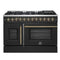 Galiano 48-inch French Door Dual Fuel Range, & Antique Brass Design, 8 Sealed Burners - 107,000 BTU, Griddle, 6.58 cu.ft. Double Ovens