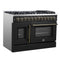 Galiano 48-inch French Door Dual Fuel Range, & Antique Brass Design, 8 Sealed Burners - 107,000 BTU, Griddle, 6.58 cu.ft. Double Ovens