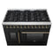 Galiano 48-inch French Door Dual Fuel Range, & Antique Brass Design, 8 Sealed Burners - 107,000 BTU, Griddle, 6.58 cu.ft. Double Ovens